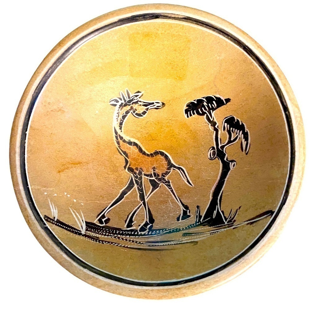 COPY - Vintage Giraffe Bowl trinket dish 4" Handcarved hand etched in Kenya  bo…